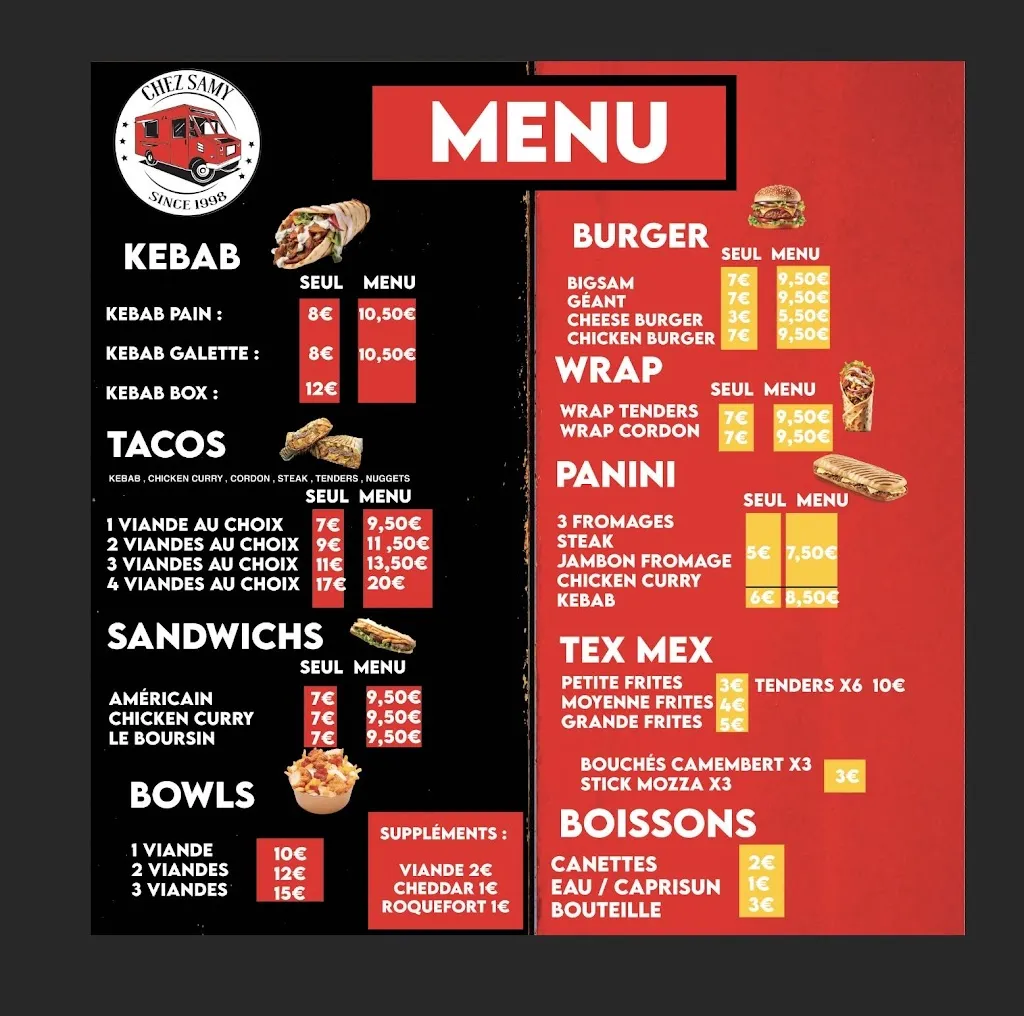 Menu_chez samy food truck la calmette_Calmette_image_1