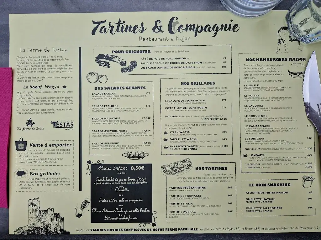 Menu_Restaurant Tartines Et Compagnie_Najac_image_1