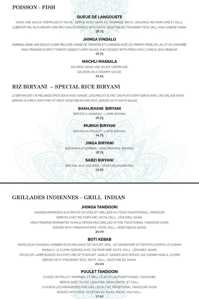 Menü_Gandhi restaurant Indian_Houches_Bild_3
