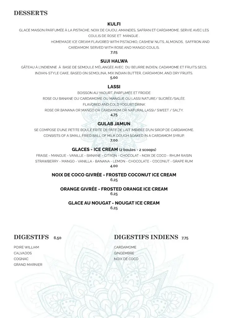 Menü_Gandhi restaurant Indian_Houches_Bild_4