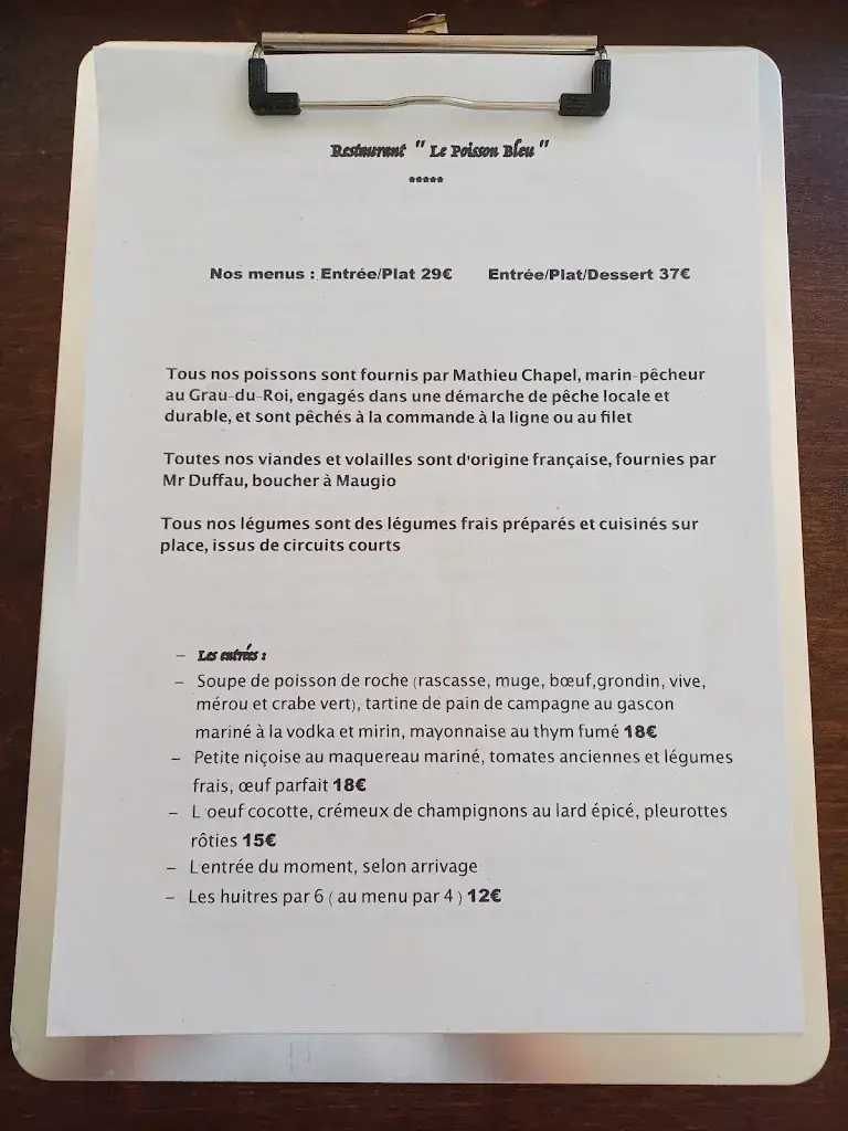 Menu_Restaurant Le Poisson Bleu_Grande-Motte_image_2