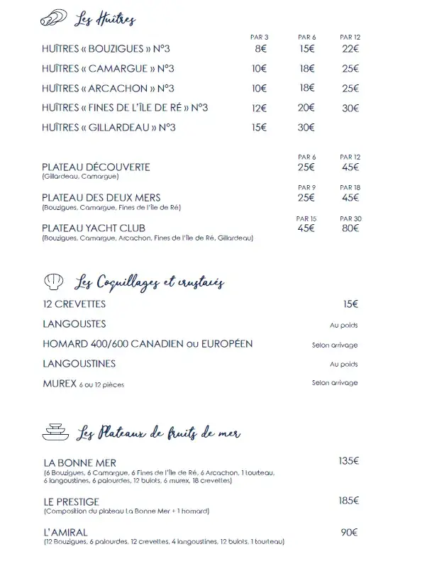 Menu_Restaurant Le Yacht Club_Grande-Motte_image_1