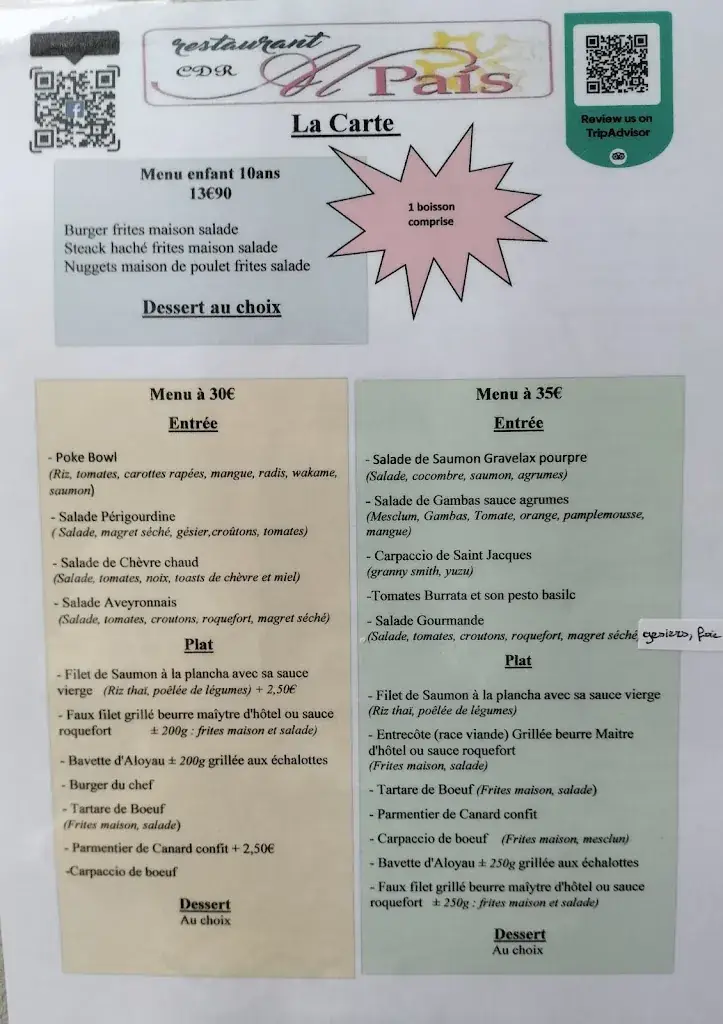 Menu_Al Paìs CDR restaurant traiteur_Labastide-Saint-Pierre_image_2
