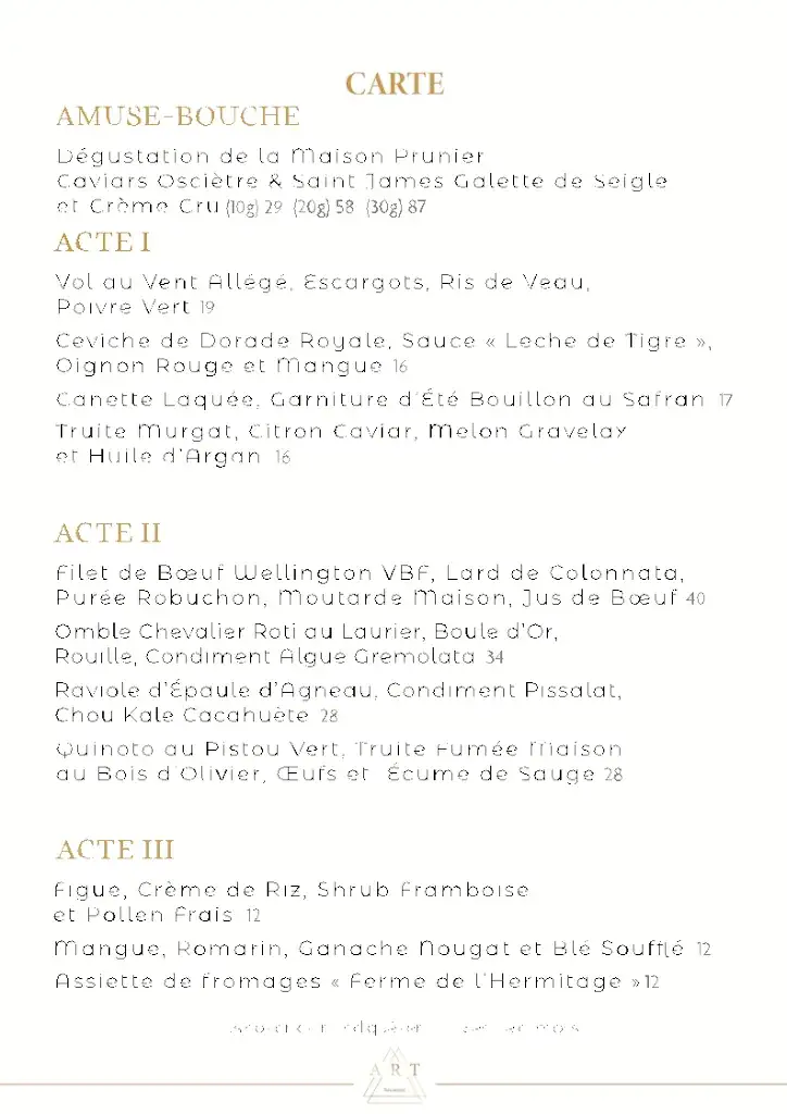 Menu_ART Restaurant Lyon_Lyon_image_1