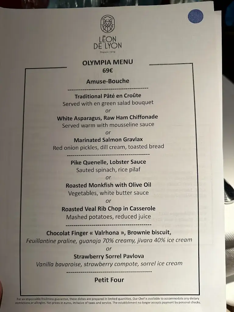 Menu_Restaurant Léon de Lyon_Lyon_image_1
