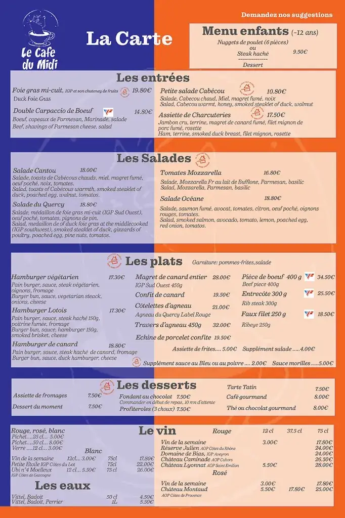 Menü_Le Café du Midi_Lacapelle-Marival_Bild_2