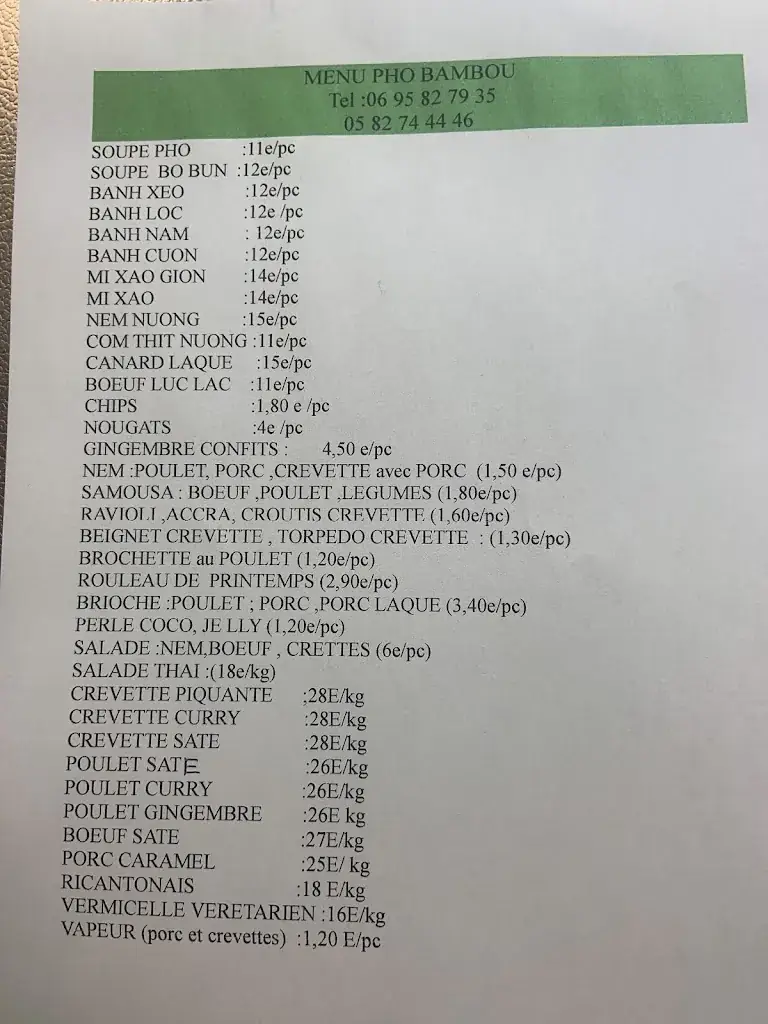 Menu_Phở Bamboo_Lacroix-Falgarde_image_1