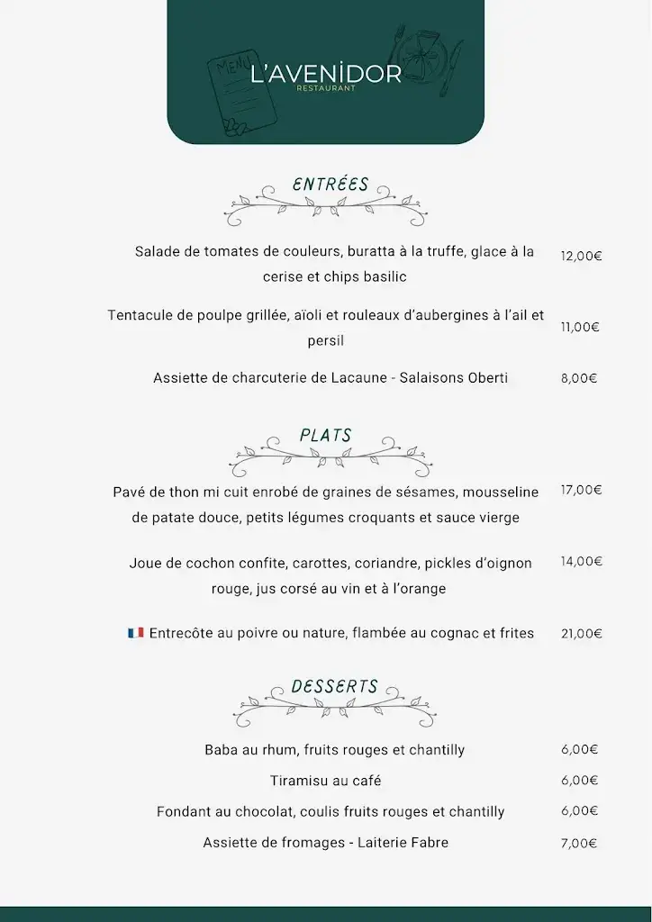 Menu_Restaurant l’Avenidor_Lacaune_image_1