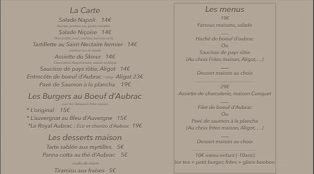 Menu_La Terrasse de l'Aubrac_Laguiole_image_1