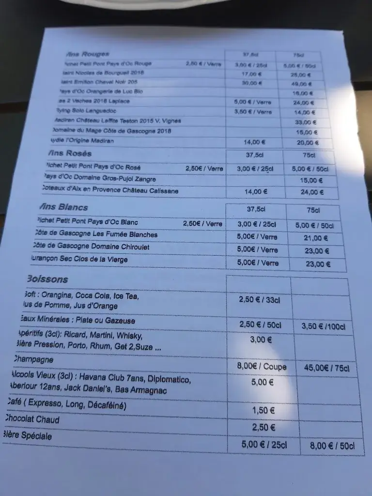 Menu_Restaurant l'Aéropostale_Laloubère_image_1