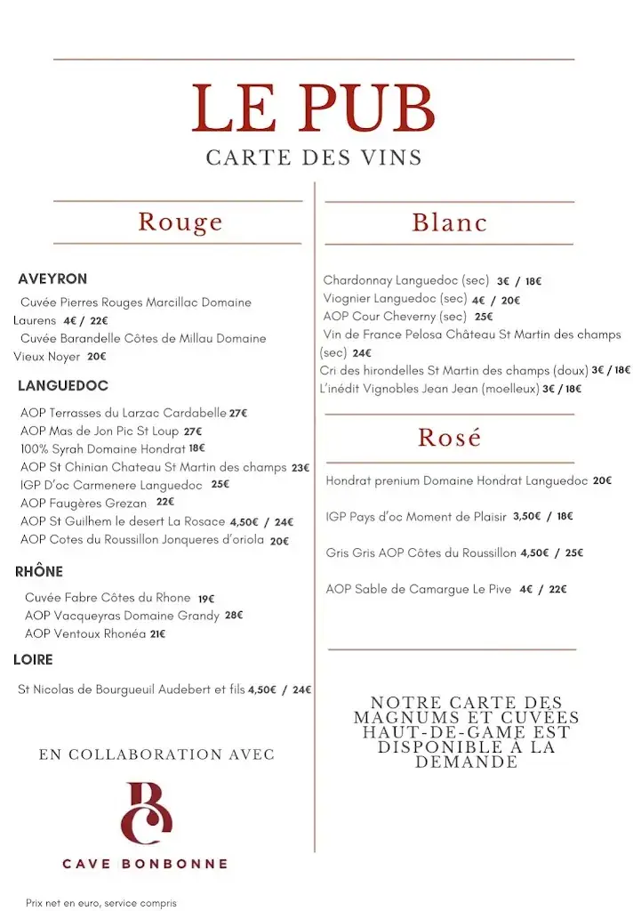 Menu_LE PUB - Brasserie - Pizzeria_l'Église_image_2