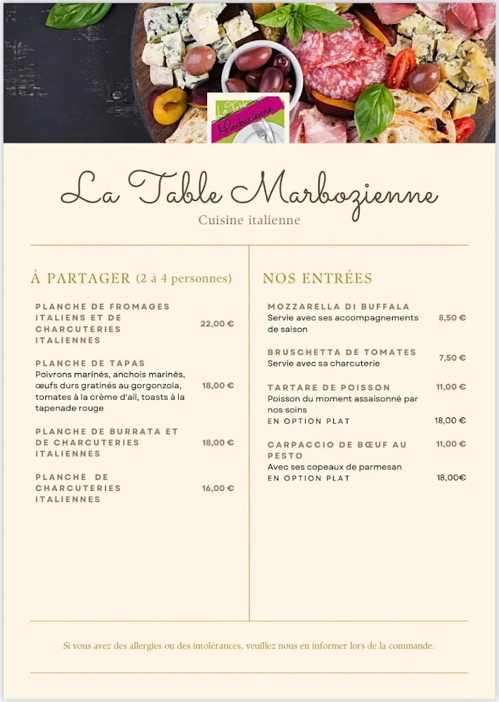 Menu_Restaurant La Table Marbozienne_Marboz_image_1
