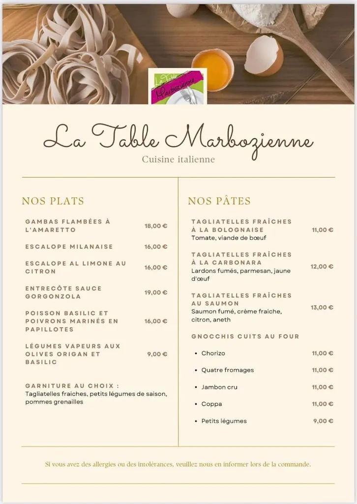 Menu_Restaurant La Table Marbozienne_Marboz_image_4