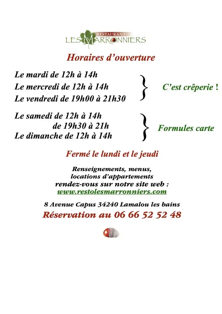 Menu_Restaurant Les Marronniers_Lamalou-les-Bains_image_4