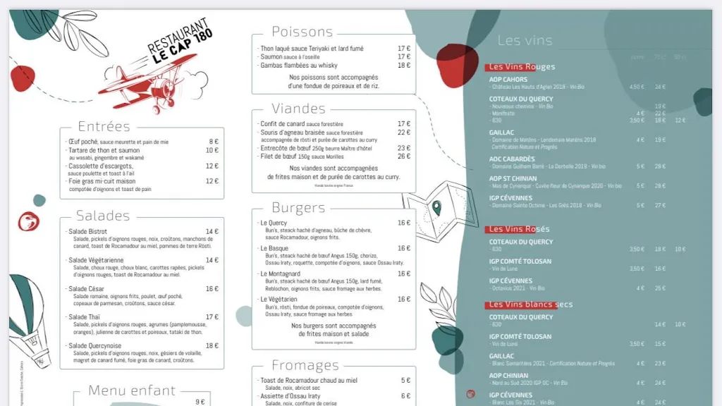 Menu_Restaurant Le Cap 180_Cieurac_image_2