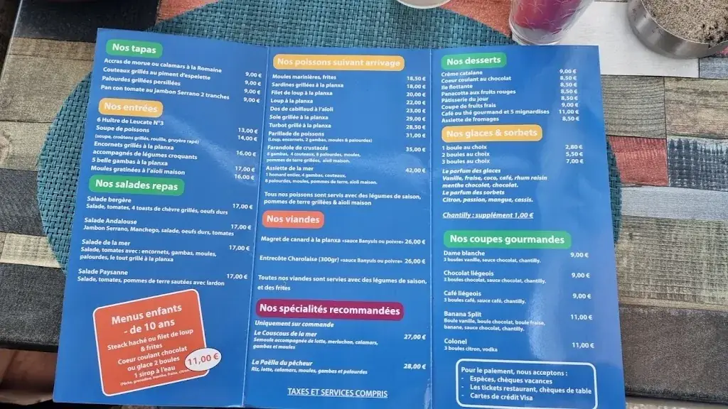 Menu_La Mer à Table _Barcarès_image_1