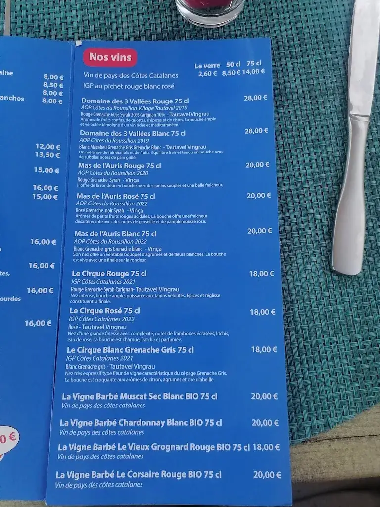 Menu_La Mer à Table _Barcarès_image_3