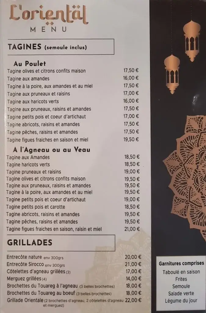 Menu_L'Oriental de Barcares_Barcarès_image_2