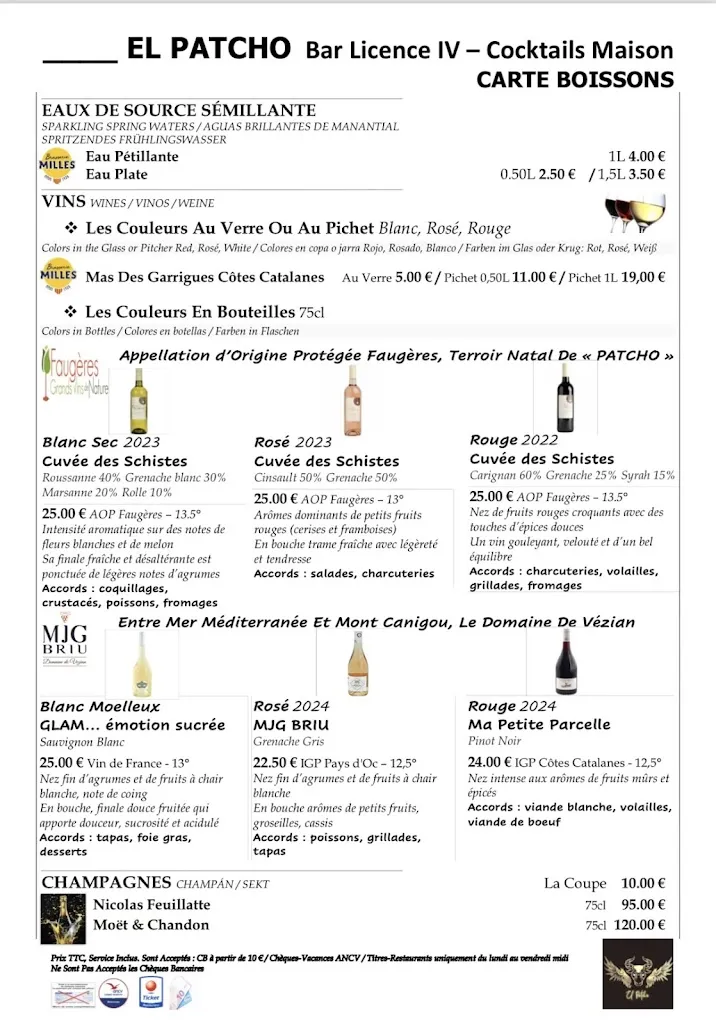 Menu_EL PATCHO Restaurant Bar licence IV_Barcarès_image_3