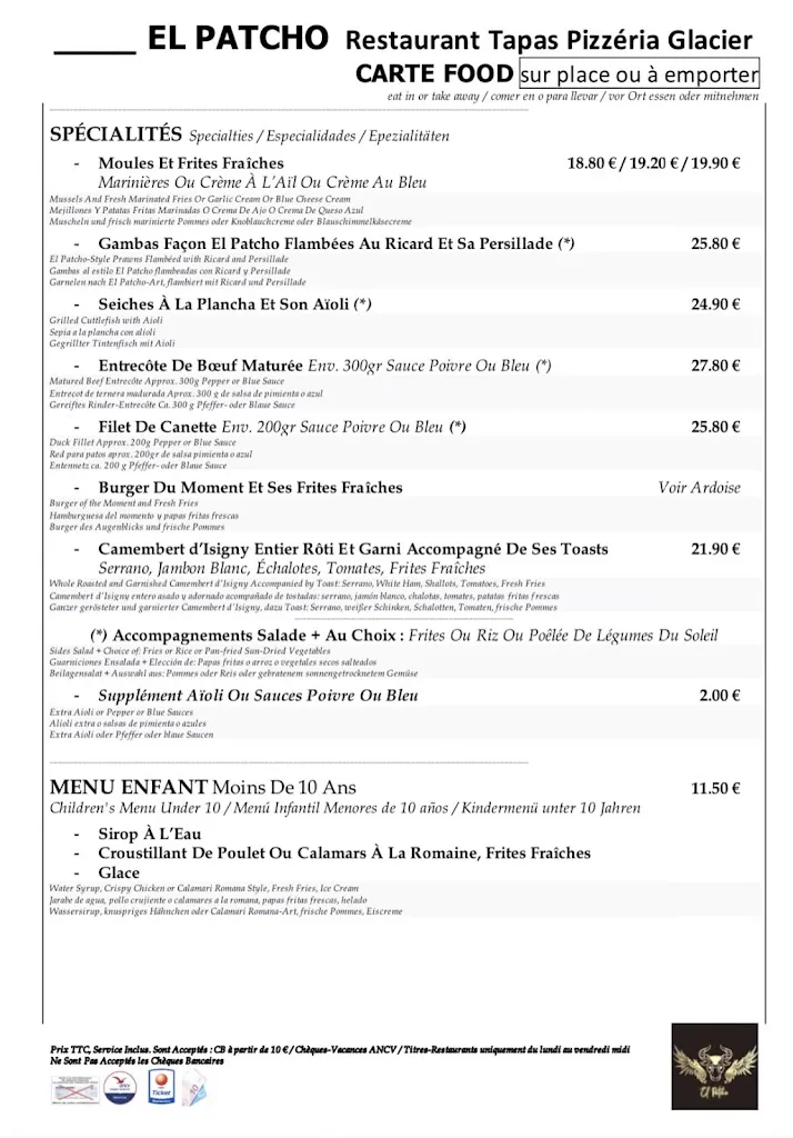 Menu_EL PATCHO Restaurant Bar licence IV_Barcarès_image_4