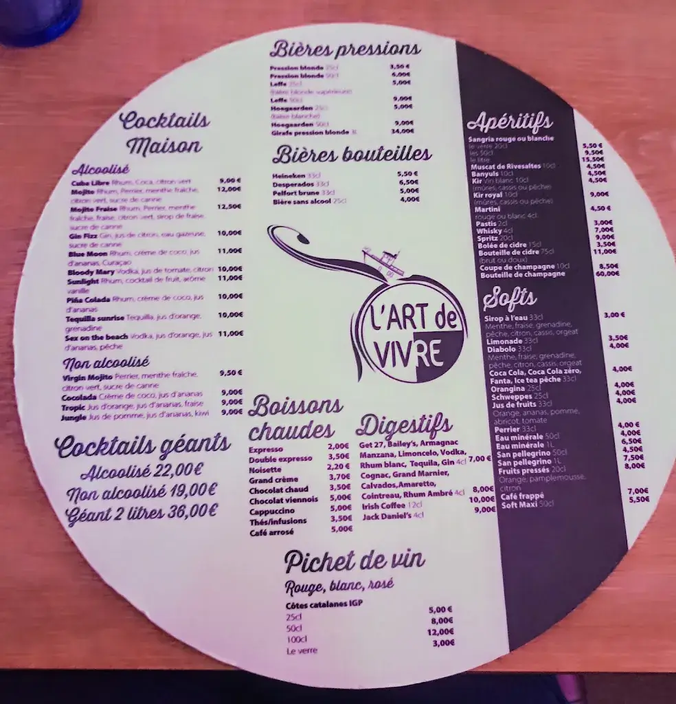 Menu_Restaurant L'Art de Vivre_Barcarès_immagine_1