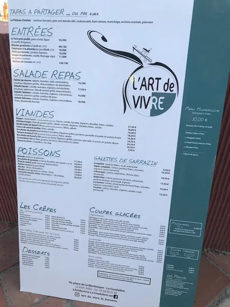 Menu_Restaurant L'Art de Vivre_Barcarès_immagine_3