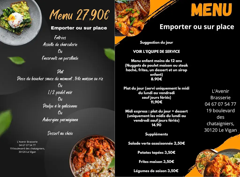 Menu_L'avenir Restaurant Brasserie_Vigan_image_4