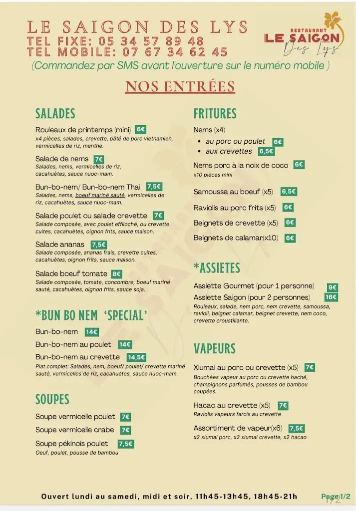 Menu_Le Saigon des lys_Léguevin_image_1