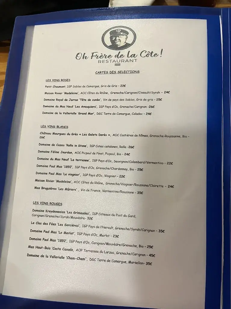Menu_Oh Frère De La Côte!_Grau-du-Roi_image_1