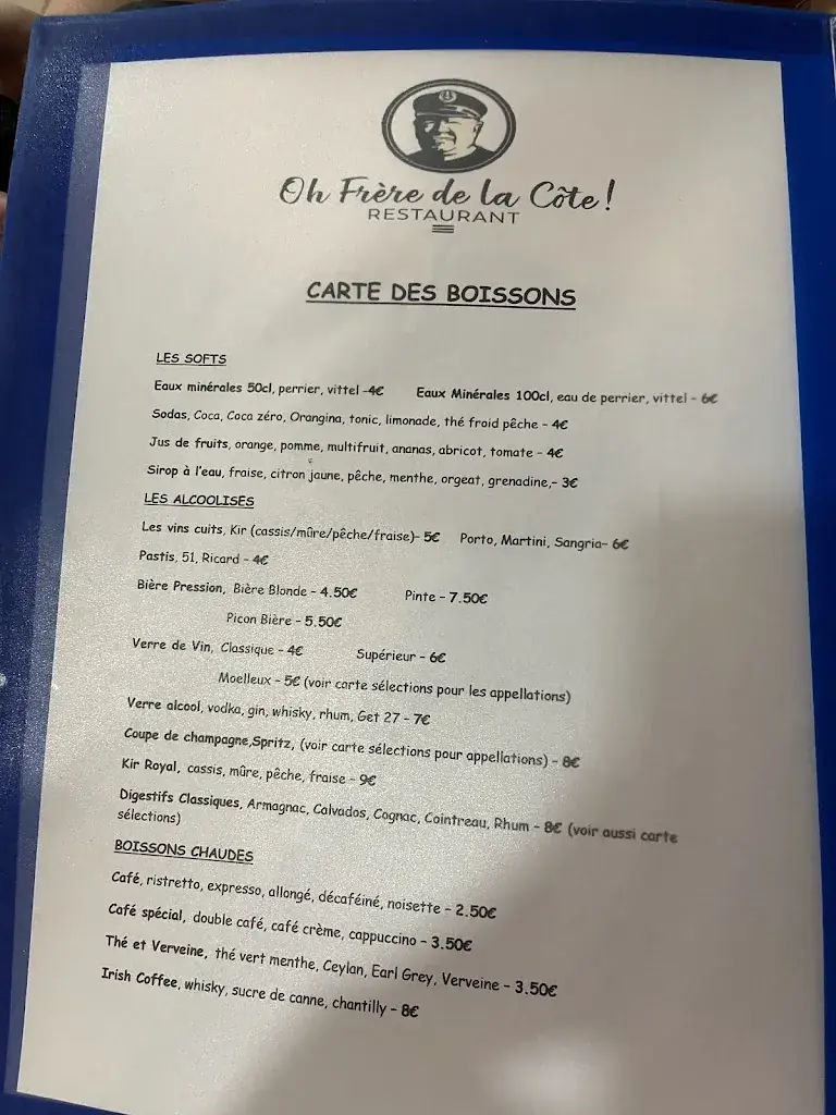 Menu_Oh Frère De La Côte!_Grau-du-Roi_image_2