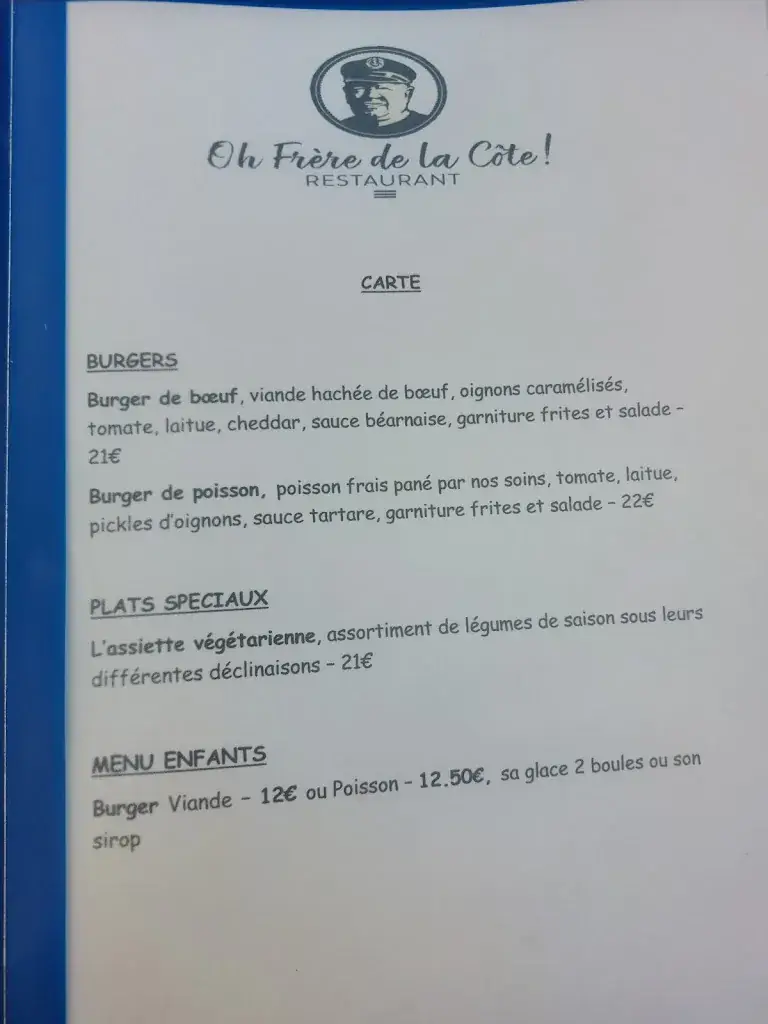 Menu_Oh Frère De La Côte!_Grau-du-Roi_image_4