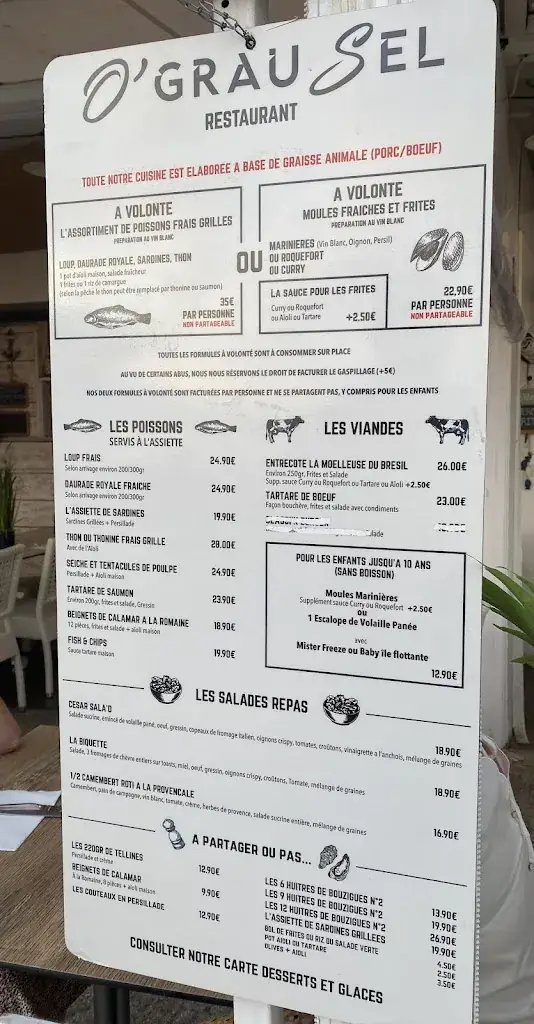 Menu_O' Grau Sel, restaurant de poissons, Terrasse Non Fumeur_Grau-du-Roi_image_2