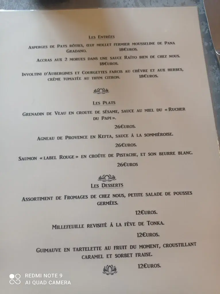 Menu_Les Secrets de Celine_Lézan_image_1