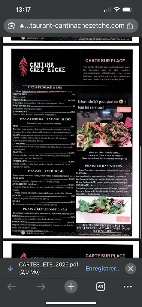 Menu_La Cantina chez Etche_Lisle-sur-Tarn_immagine_3