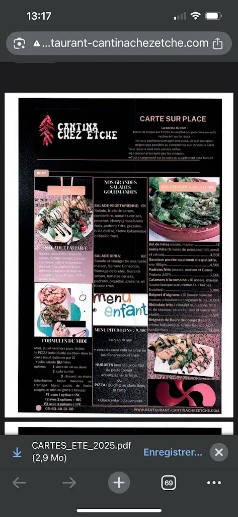 Menu_La Cantina chez Etche_Lisle-sur-Tarn_immagine_4