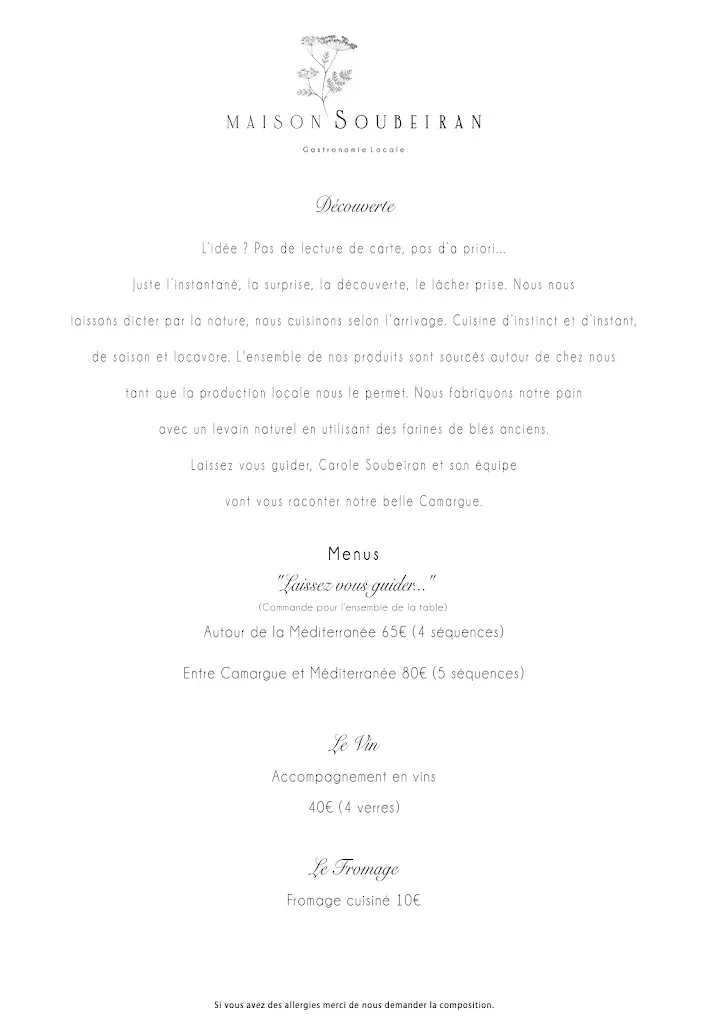 Menü_MAISON SOUBEIRAN_Lunel_Bild_1