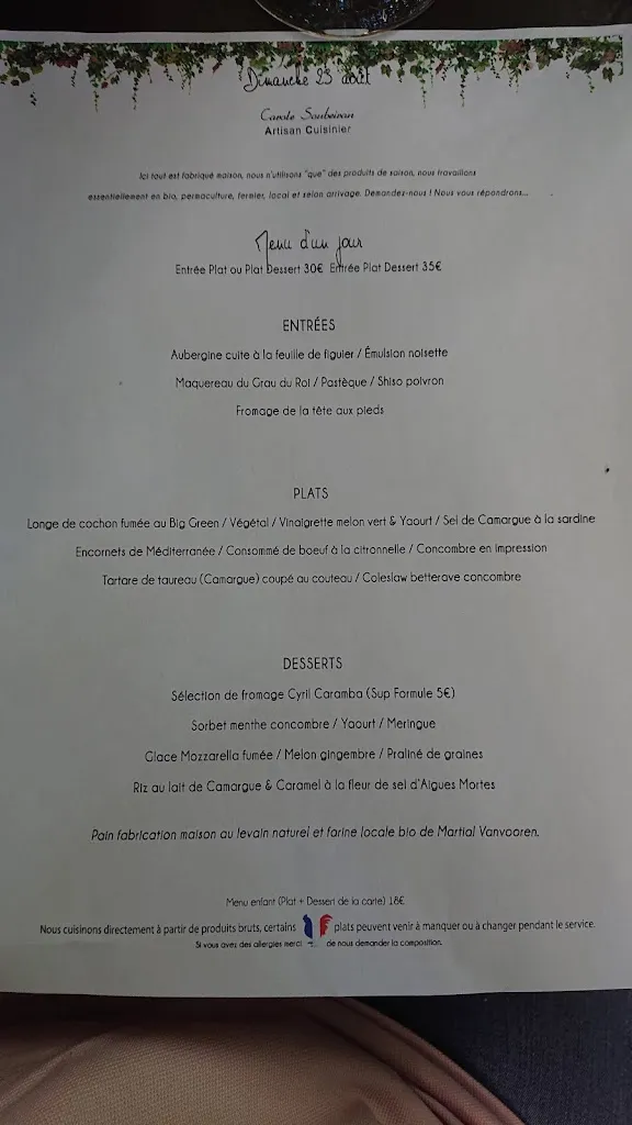 Menü_MAISON SOUBEIRAN_Lunel_Bild_3