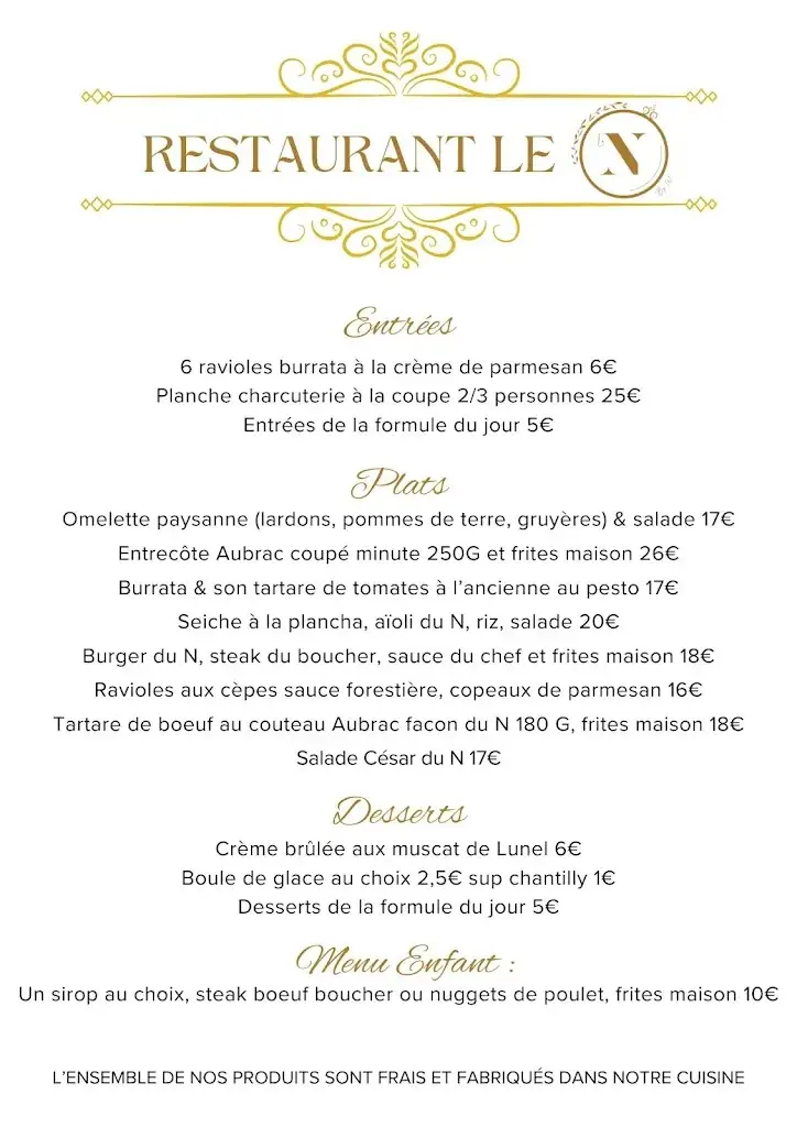 Menu_Restaurant Le N_Lunel_image_1