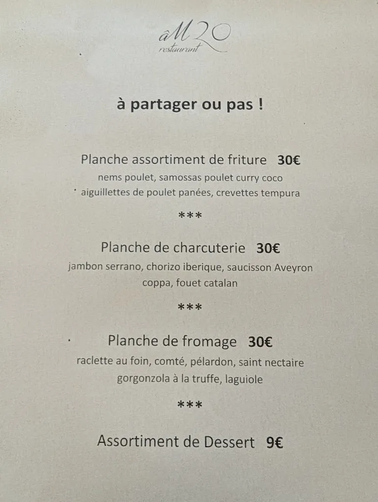 Menu_âM20 restaurant_Lunel_image_1