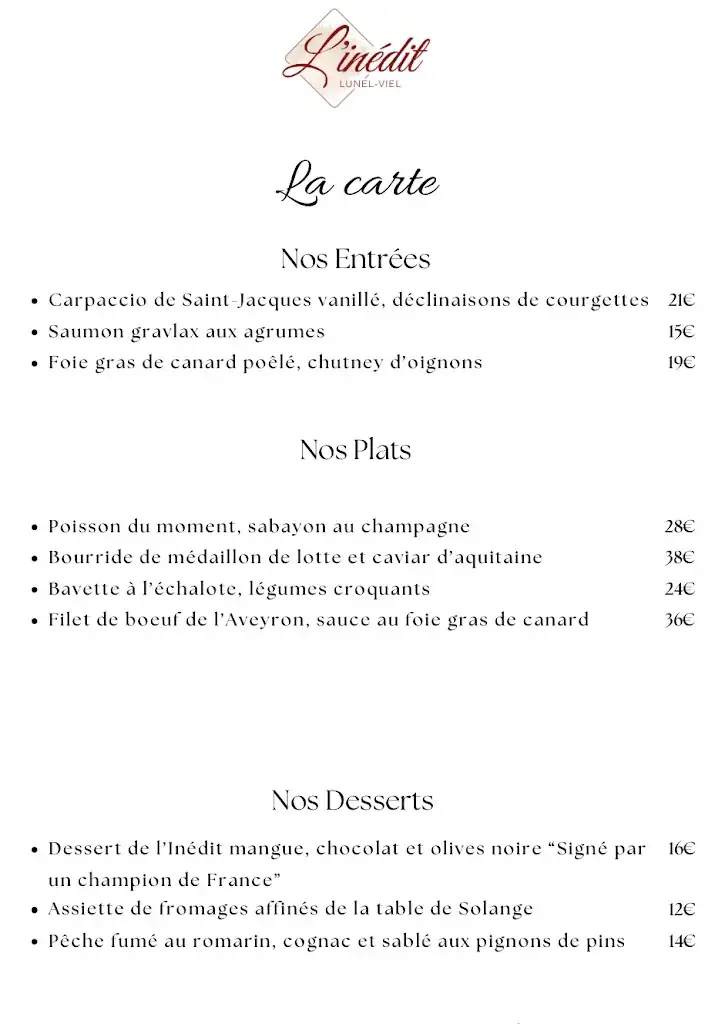 Menu_Restaurant l'inédit_Lunel-Viel_image_1