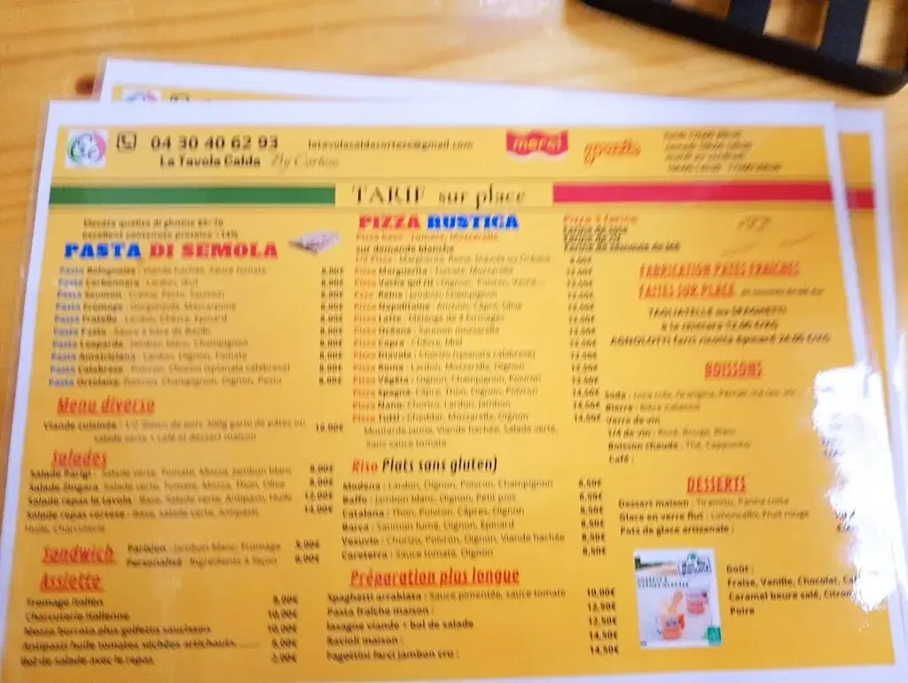 Menu_La Tavola Calda Cortese Lodève_Lodève_image_3