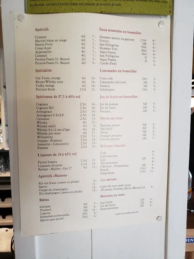 Menu_Auberge-Restaurant de la Croix-de-Rozon_Croix-de-Rozon_immagine_3