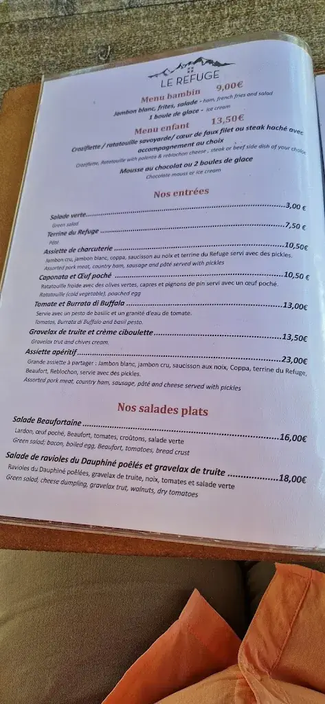 Menu_Le Refuge_Villard-sur-Doron_image_1