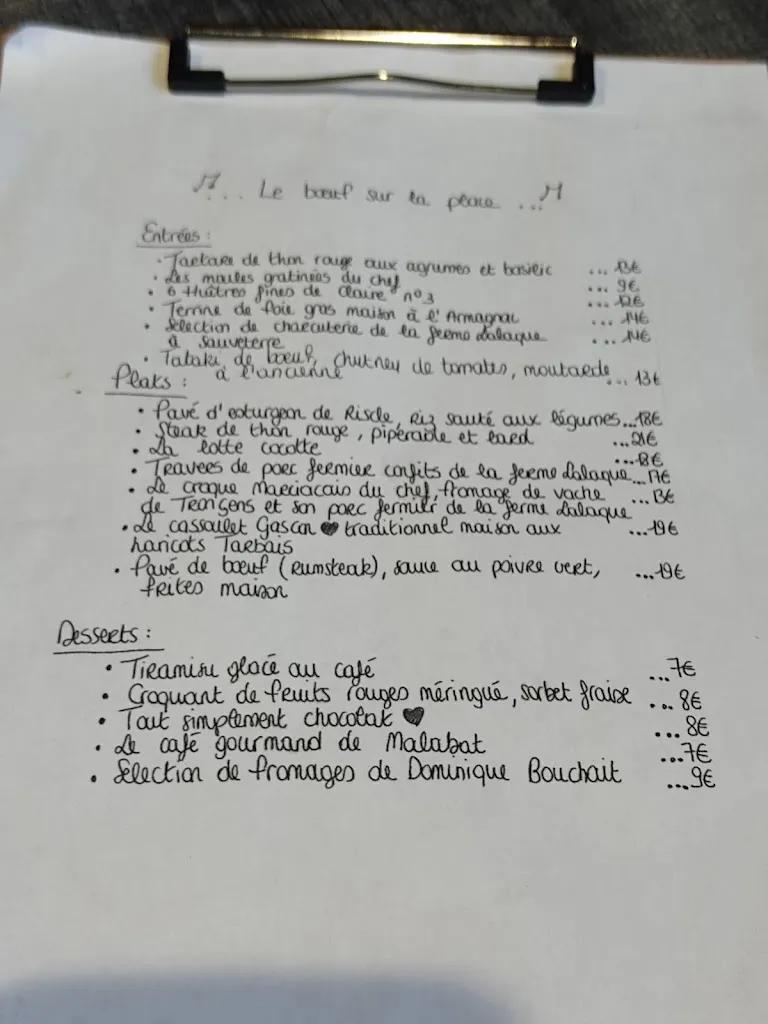 Menu_Le Boeuf Sur La Place_Marciac_image_1