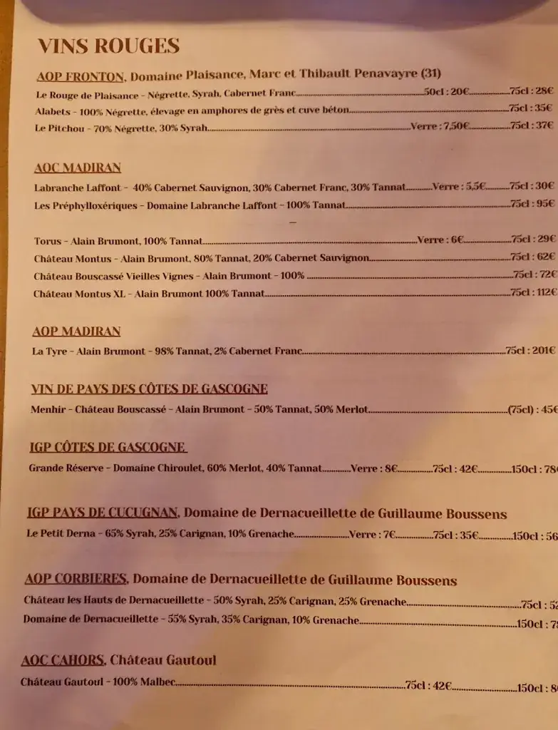 Menu_Restaurant J'GO Marciac_Marciac_image_1