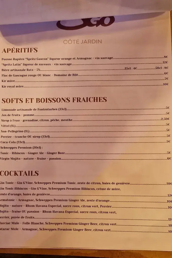 Menu_Restaurant J'GO Marciac_Marciac_image_2