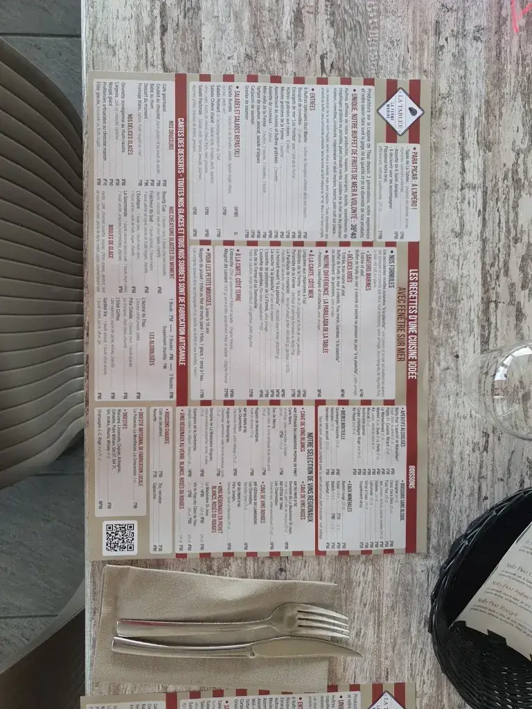 Menu_La Ferme Marine - La Tablée_Marseillan_image_1