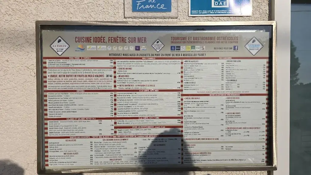 Menu_La Ferme Marine - La Tablée_Marseillan_image_2