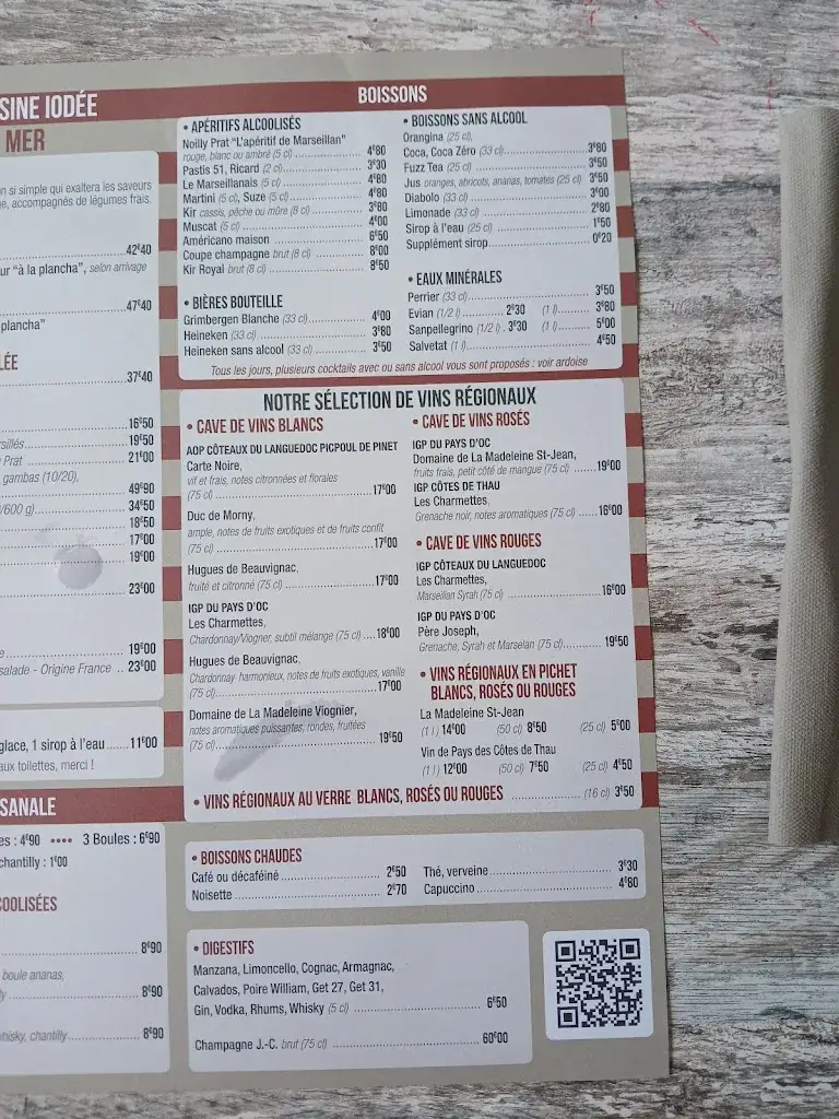 Menu_La Ferme Marine - La Tablée_Marseillan_image_3