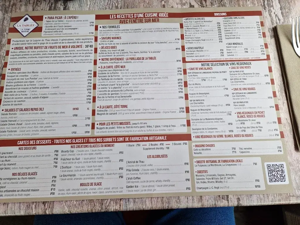 Menu_La Ferme Marine - La Tablée_Marseillan_image_4